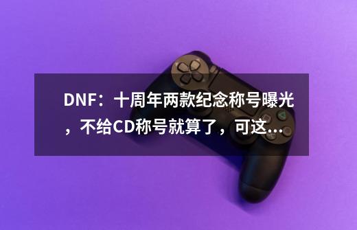 DNF：十周年两款纪念称号曝光，不给CD称号就算了，可这算什么？-第1张-游戏相关-泓泰