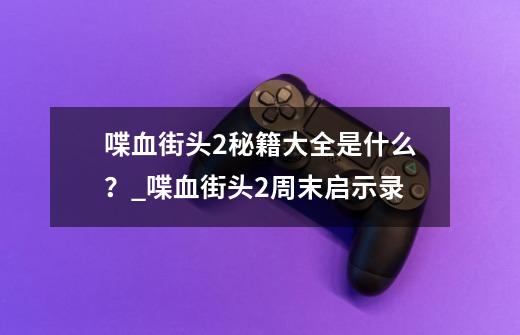 喋血街头2秘籍大全是什么？_喋血街头2周末启示录-第1张-游戏相关-泓泰