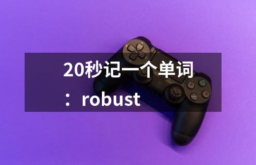 20秒记一个单词：robust-第1张-游戏相关-泓泰