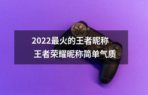 2022最火的王者昵称 王者荣耀昵称简单气质-第1张-游戏相关-泓泰