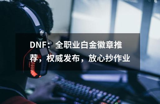 DNF：全职业白金徽章推荐，权威发布，放心抄作业-第1张-游戏相关-泓泰